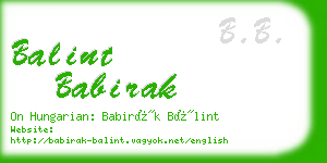 balint babirak business card